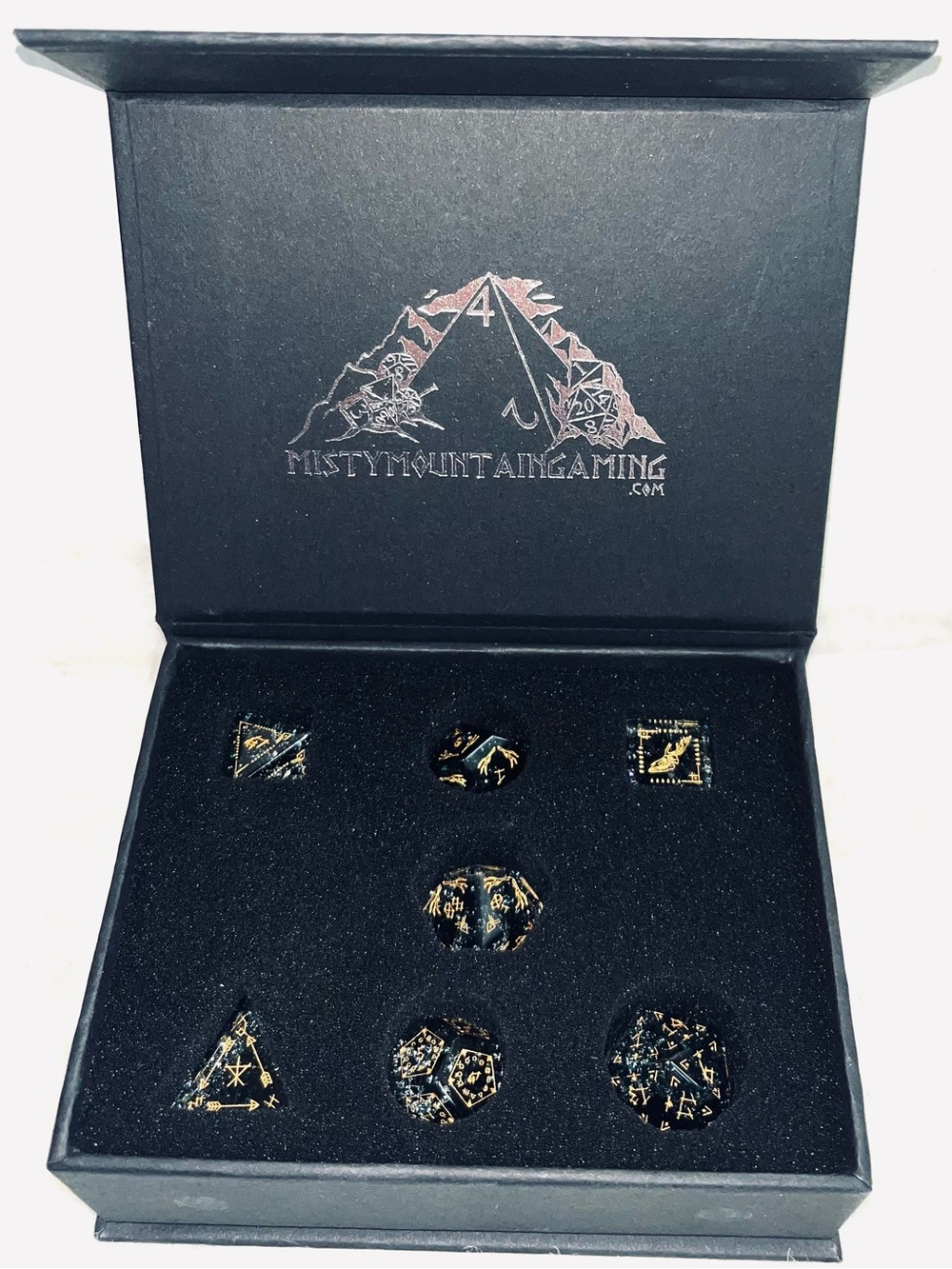 Misty Mountain Gaming Wendigo Shattered Glass Dice Set W/Box NWOT Smoky Gray